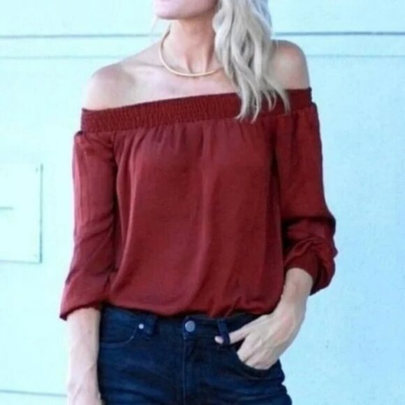 CABI Foxy Off Shoulder Blouse Burnt Orange Sz XS #3690 NWOT - Picture 1 of 5